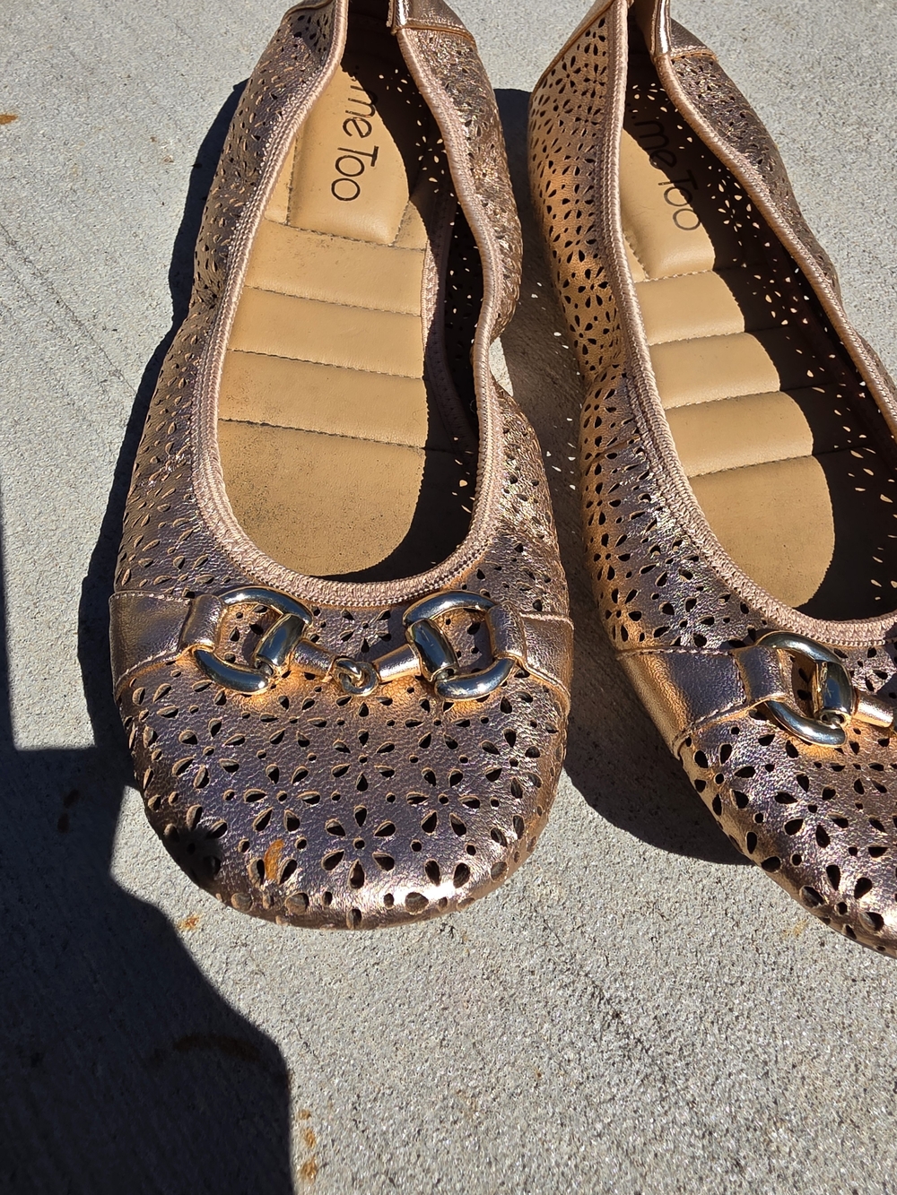 Me Too Luna Perf Ballerina flats. In Rose Gold. Size 10. Wore A Couple Times - Picture 2 of 9